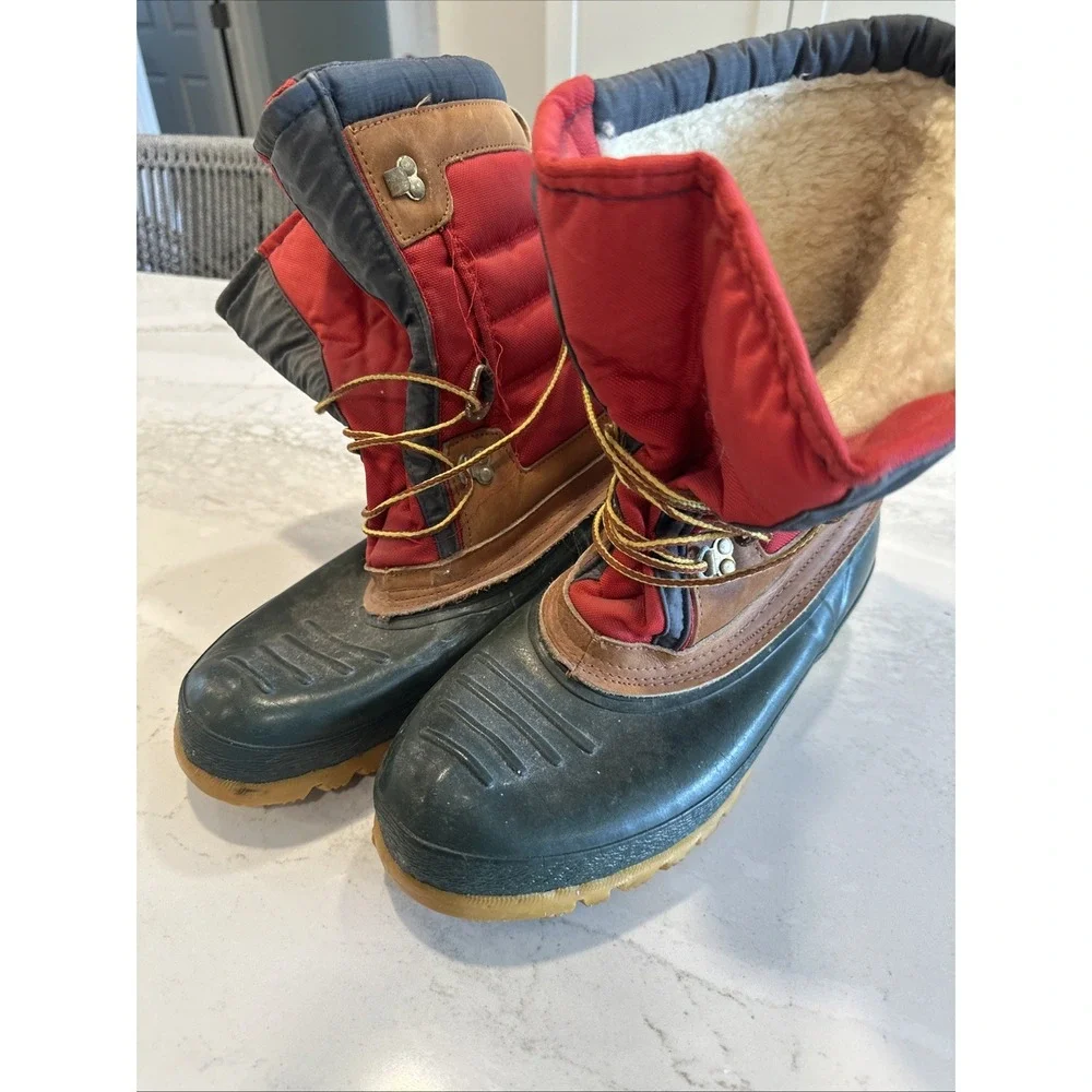 Vintage Mens 12 Lands End Snow boots Water Repellent sherpa- Wear Or Camp Decor